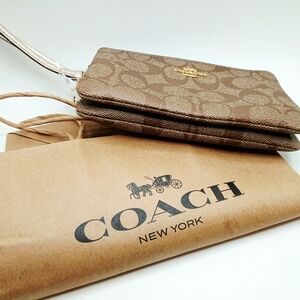 Coach Tan Signature Wristlet NWT